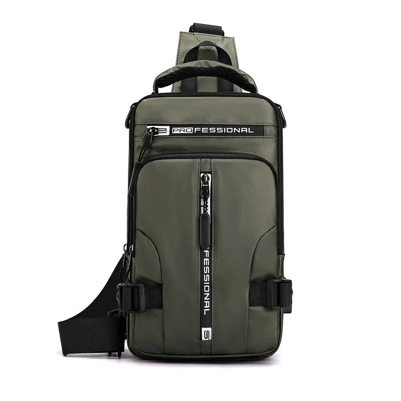 Versatile crossbody bag with multiple pockets and compartments, made of durable nylon for the modern, on-the-go gentleman
