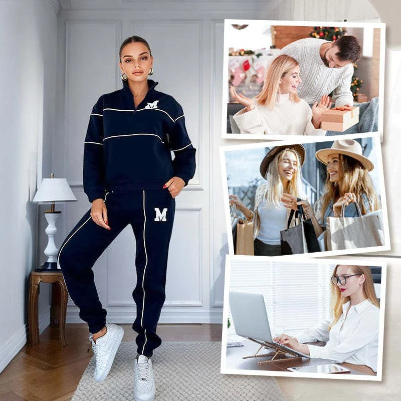 Women's 2-Piece Lounge Set with Hoodless Pullover Sweatshirt and Baggy Fashion Sweatpants in Assorted Colours