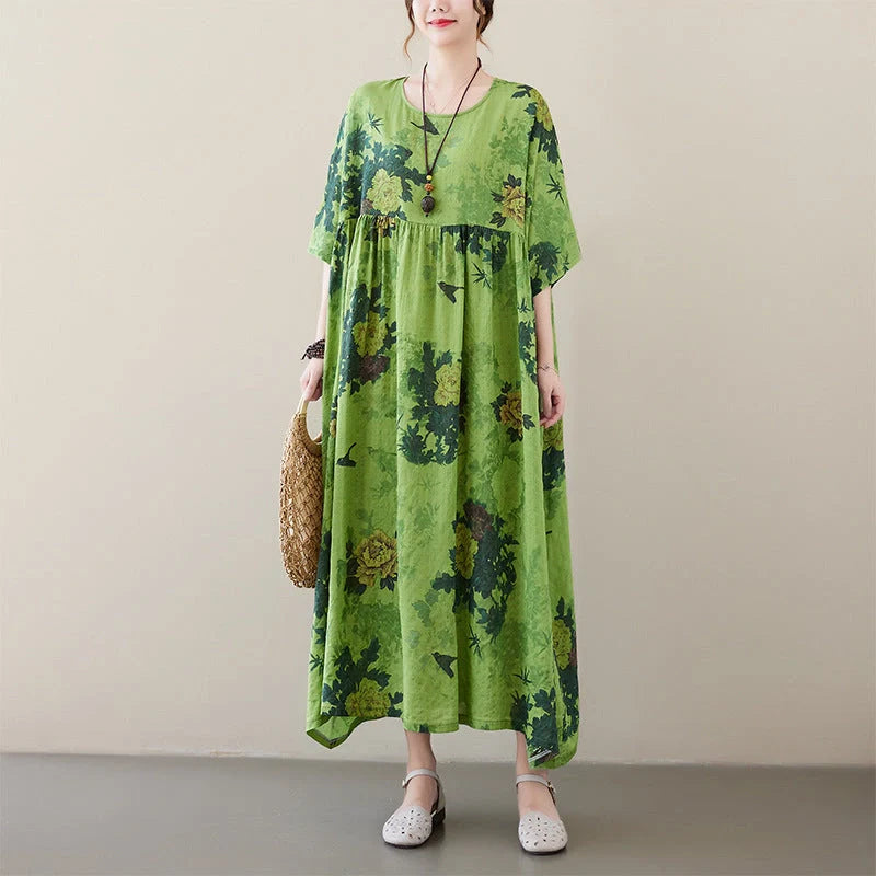 Stylish Renaissance-inspired pullover dress with round neckline and medium-length swing skirt, made from premium cotton blend fabrics
