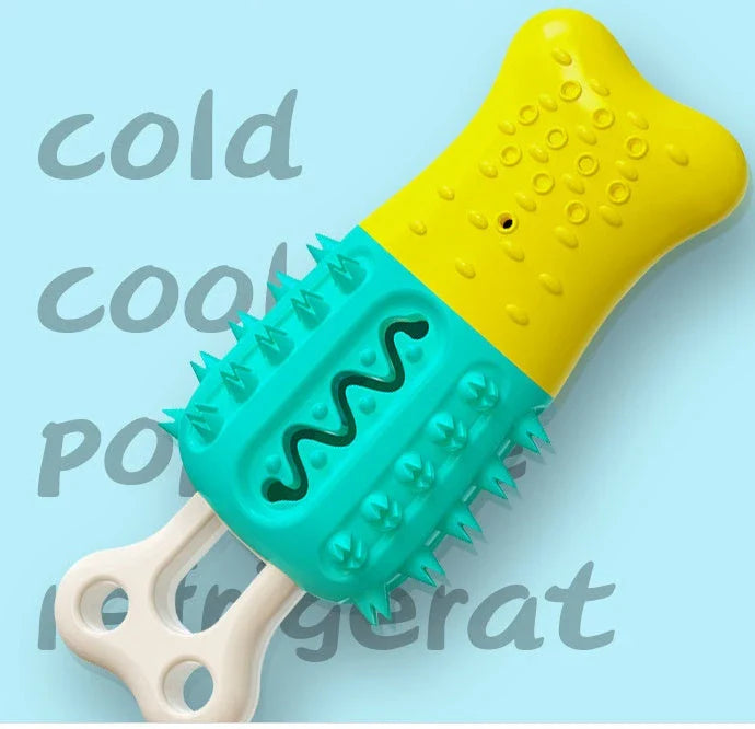 Cooling chew toy in popsicle shape, designed to keep pets refreshed and clean their teeth
