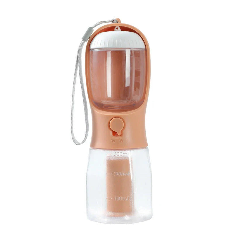 A 3-in-1 pet travel set featuring a water dispenser, food container, and waste bag holder in various color options