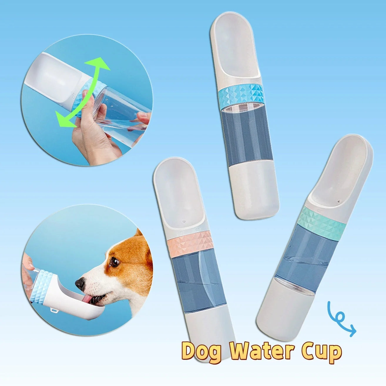Portable dog water cup with one-click lock for outdoor travel