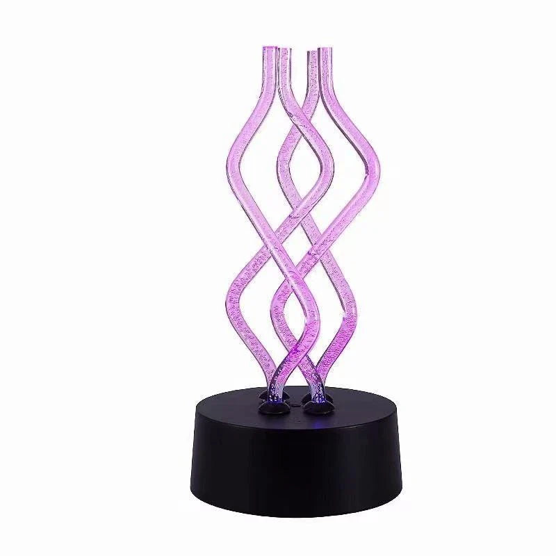 Colorful acrylic table lamp with dancing light display, 7 color-changing modes, and USB or battery power options