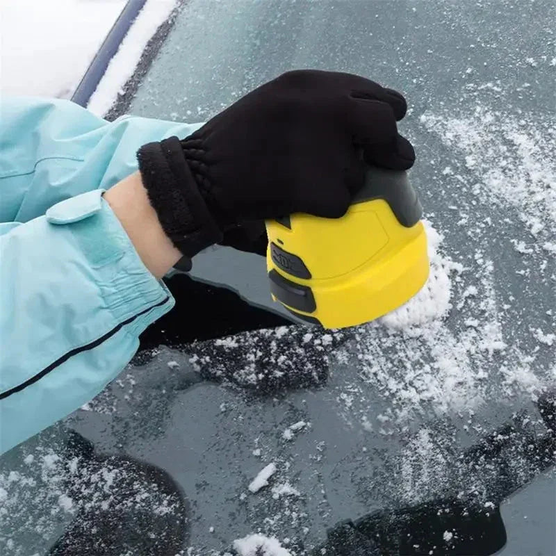 Cordless electric snow scraper with durable ABS construction and specialized plastic scraper head for effortless ice removal from car windshields and windows