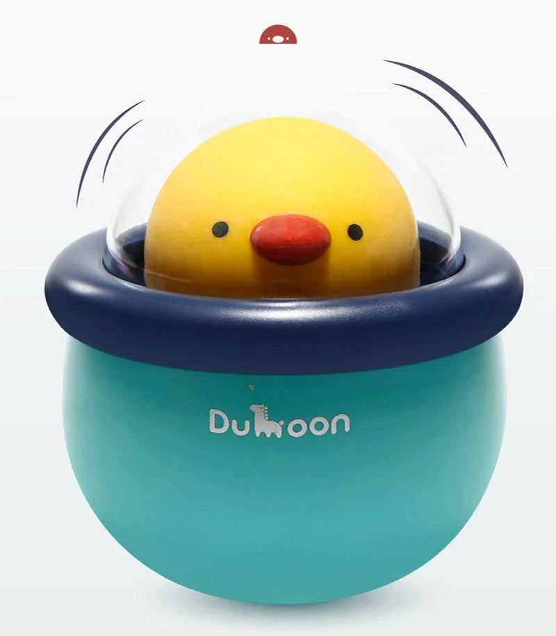Adorable chicken-shaped tumbler rattle toy with music bells for infant play and development