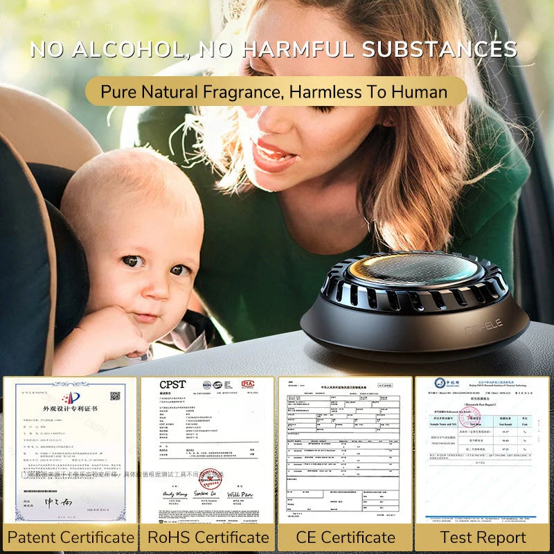 Solar-powered car aromatherapy diffuser with light sensor for automatic fragrance adjustment