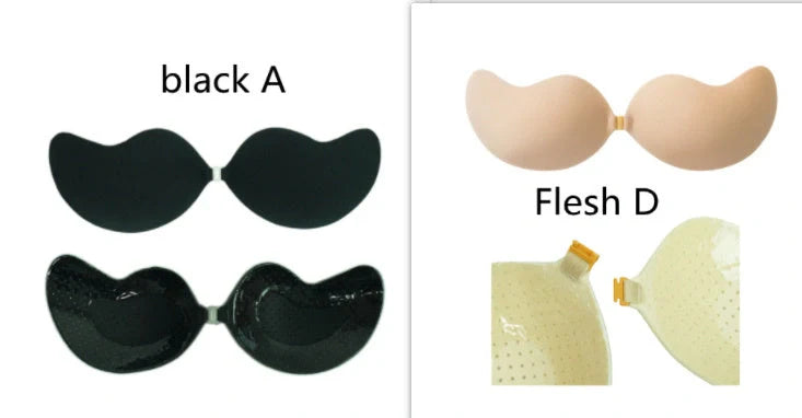 Lala Goddess Mango Cup deep V invisible bra in black and flesh colors