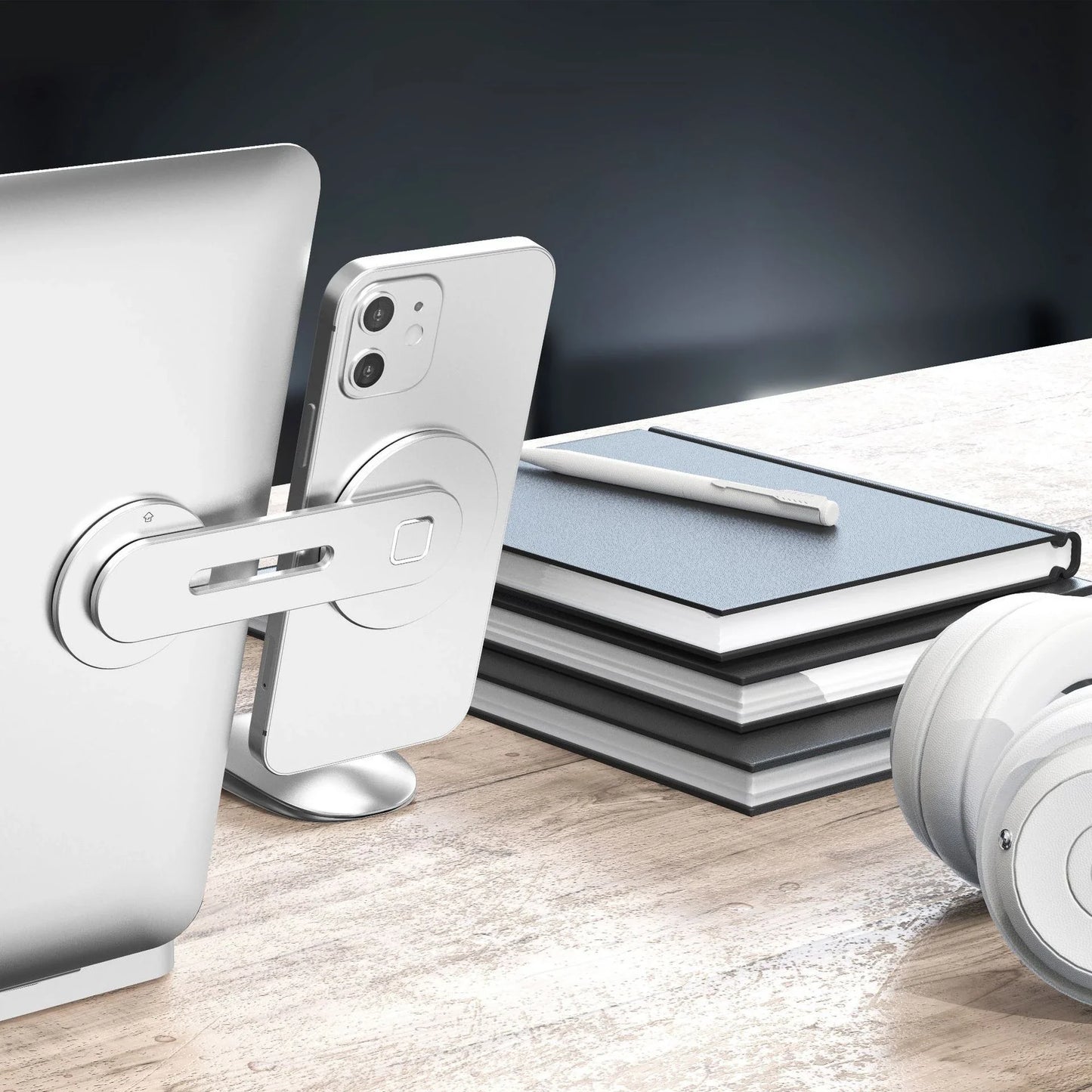 Collapsible and magnetic laptop and smartphone mount for desk and workspace organization