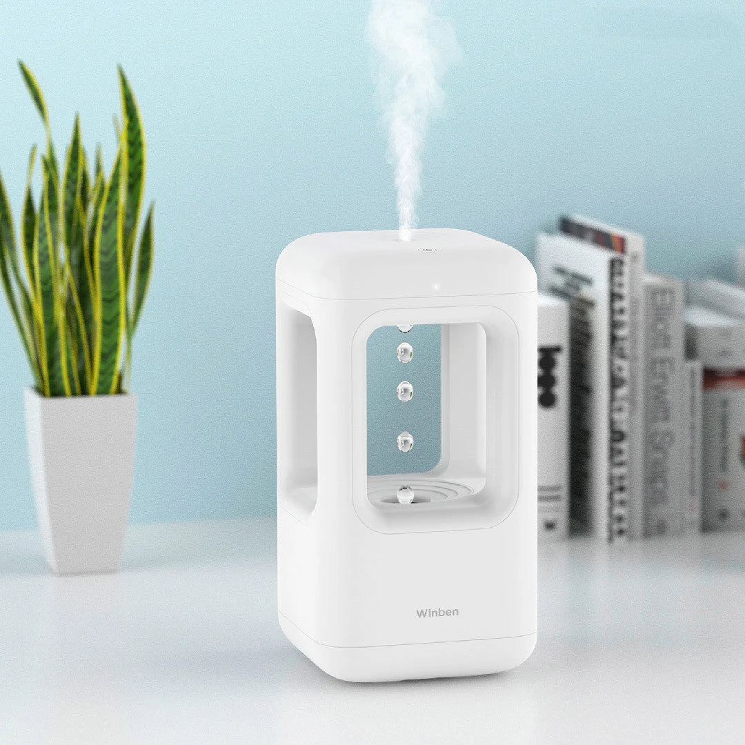 Anti-Gravity Water Drop Cool Mist Humidifier with Ambient Lighting and Whisper-Quiet Operation