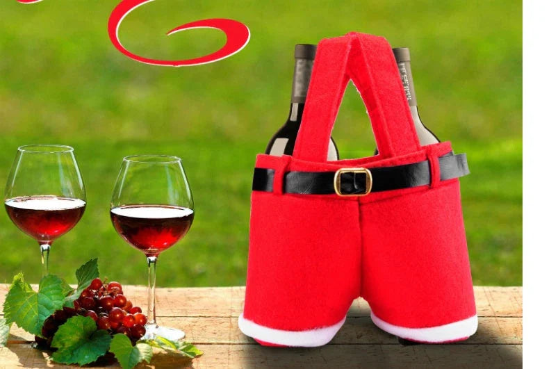 Festive Santa pants-shaped cloth gift bag in red, perfect for holding Christmas candies and small gifts