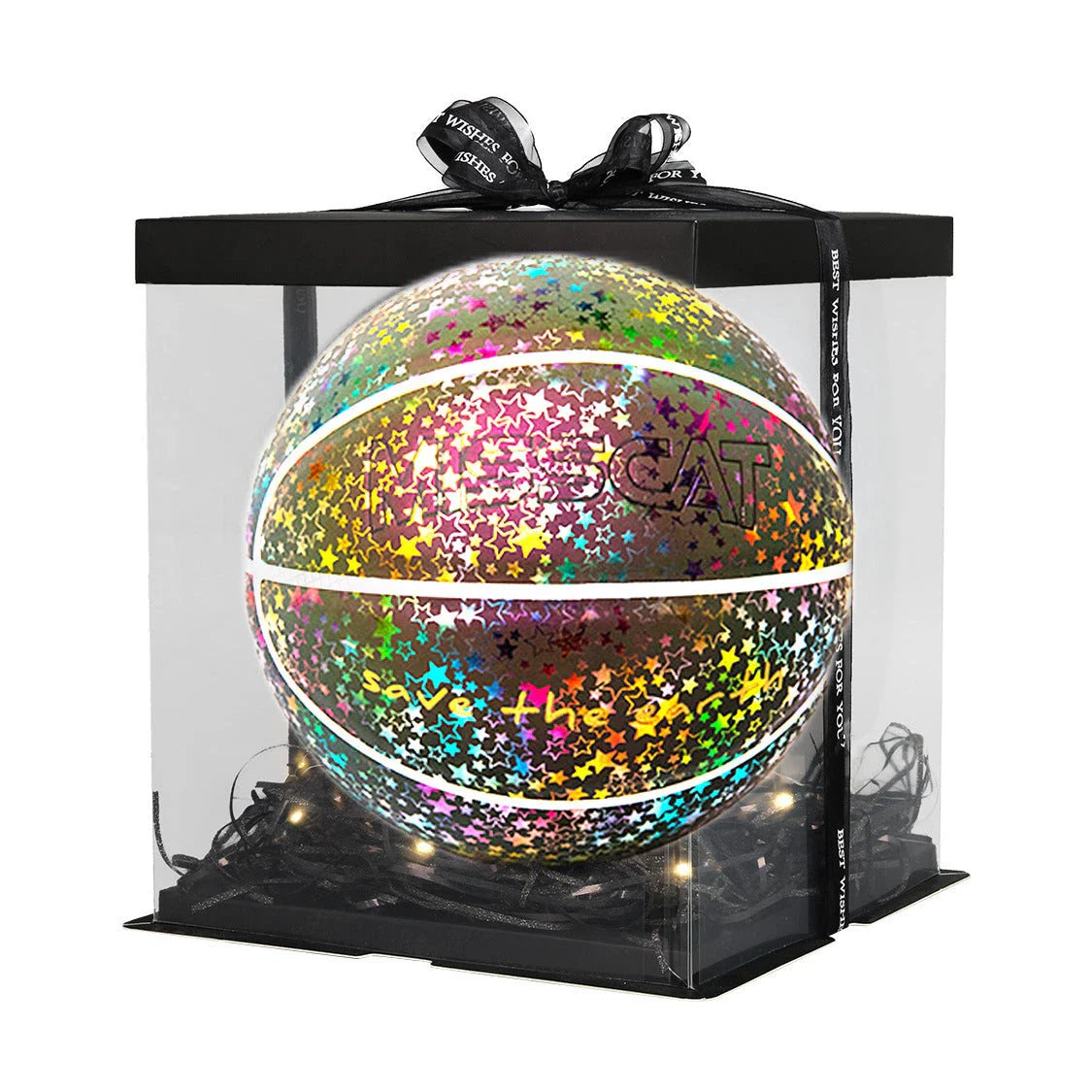 Luminous glow-in-the-dark basketball with reflective design for night games and outdoor activities