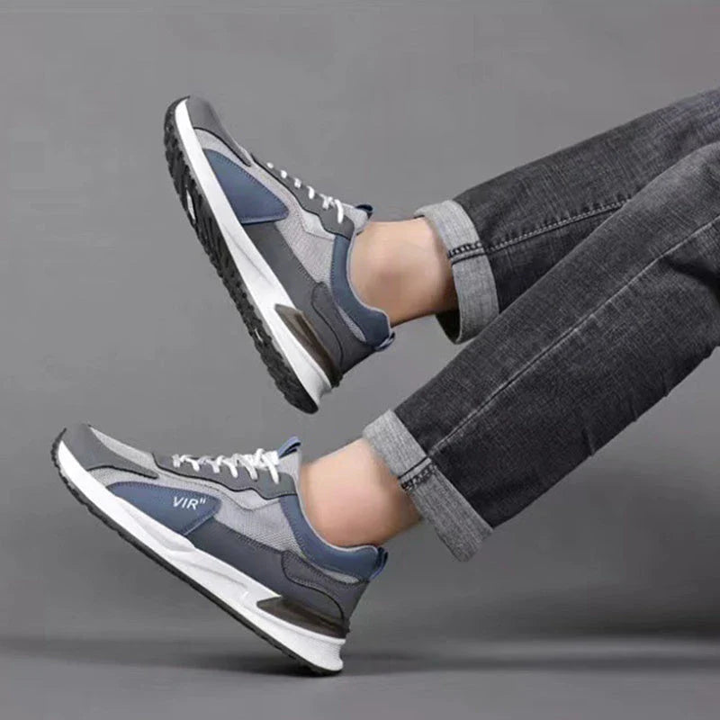 Stylish color block mesh sneakers for men in various colors and sizes