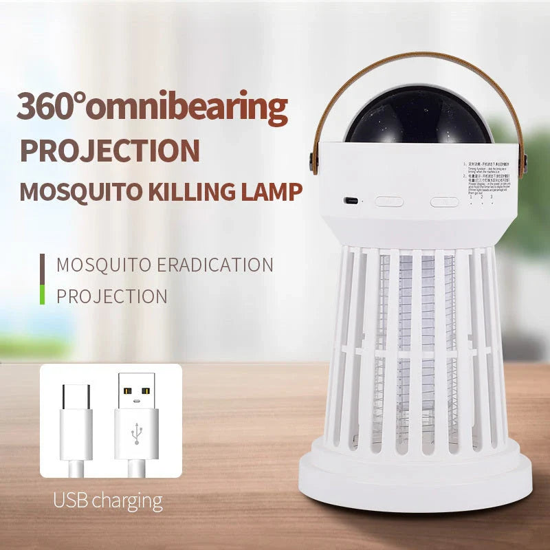 Portable 2-in-1 Mosquito Killer Lamp with Star Ceiling Projection for Indoor and Outdoor Use