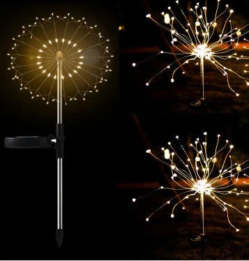 Radiant Solar-Powered Outdoor Fireworks Lights with dazzling LED display in various shapes and colours