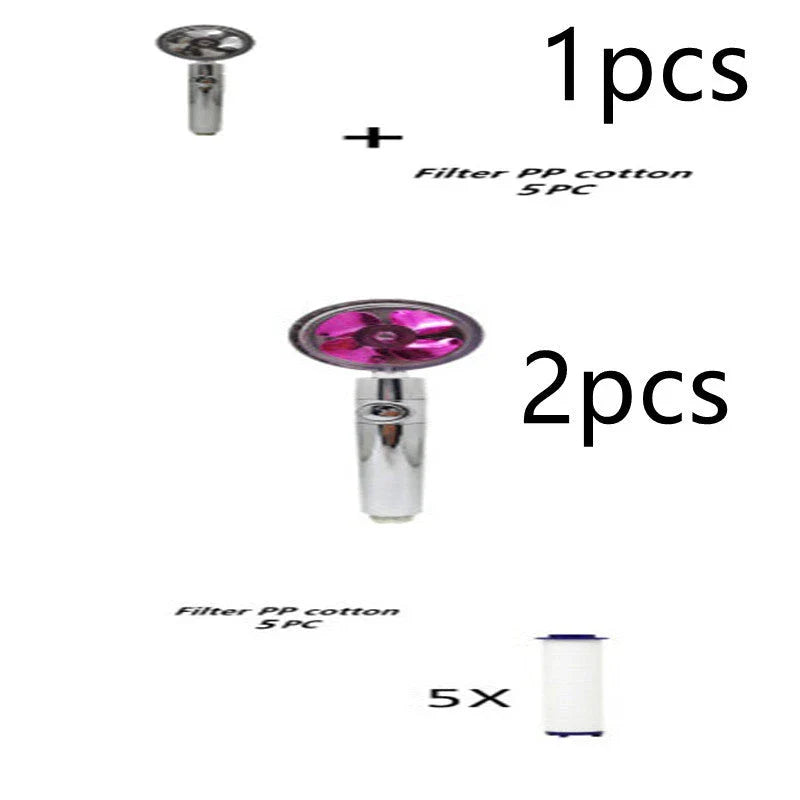 A high-pressure shower head with a stop button, cotton filter, and powerful water pressure for a luxurious bathing experience.