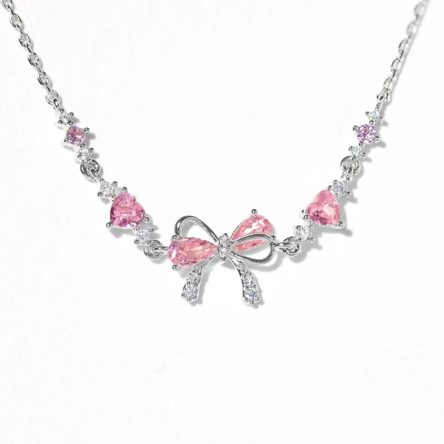 Charming rhinestone heart bracelet with bow, perfect for Valentine's Day