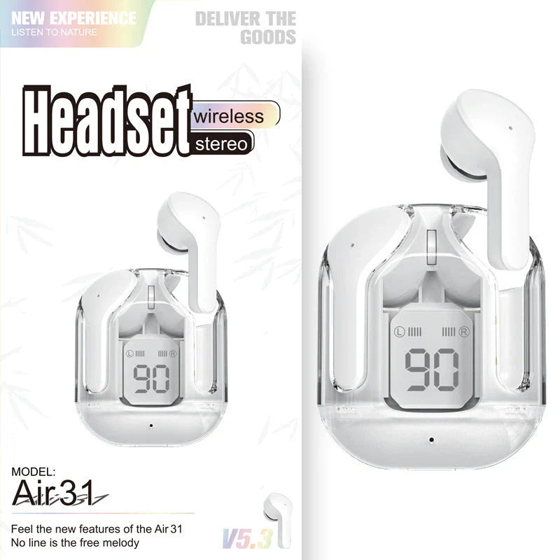 Premium true wireless Bluetooth 5.3 earbuds with digital display, noise reduction, and long battery life.