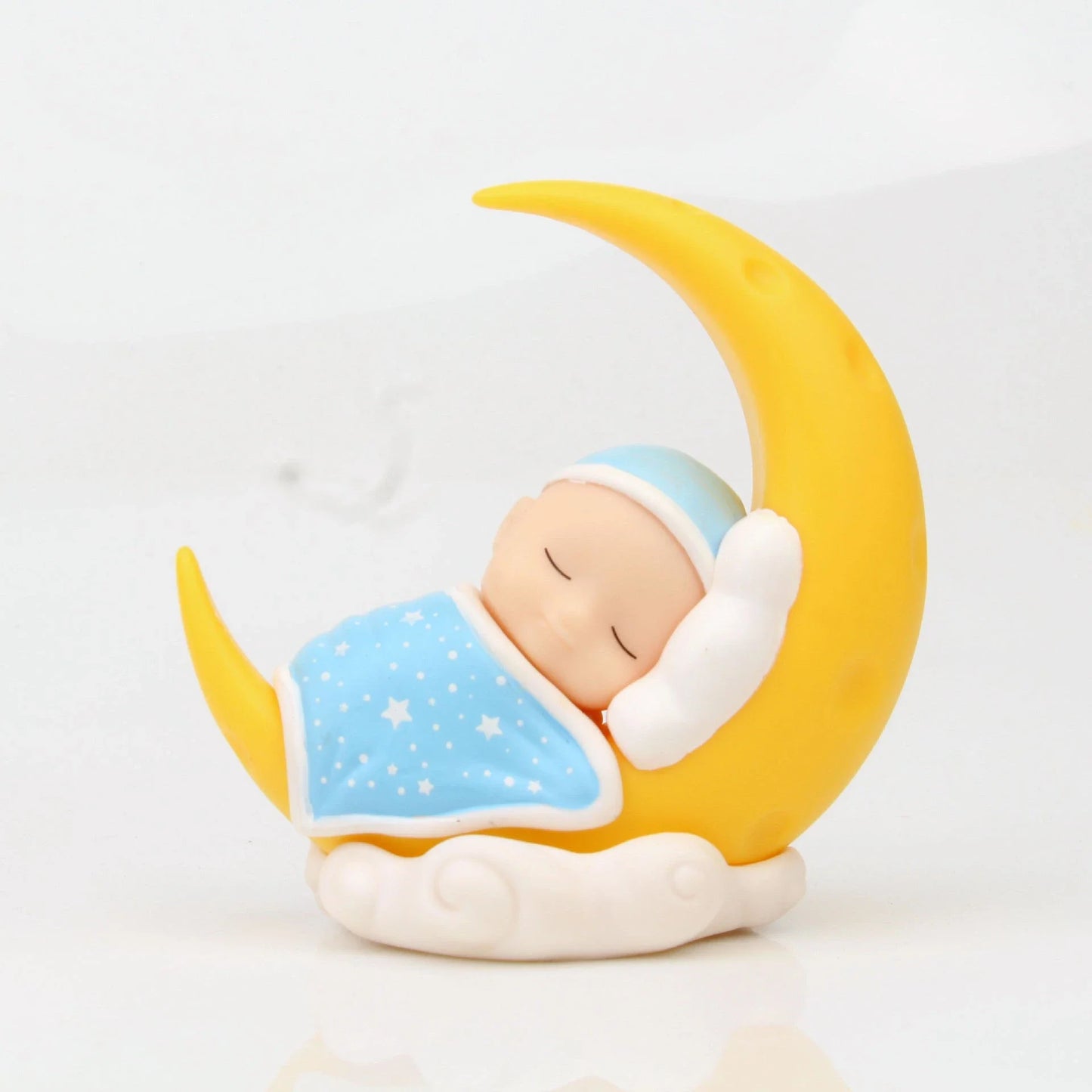 Adorable moon-themed cake toppers with sleeping baby design, perfect for kids' birthday parties and celebrations