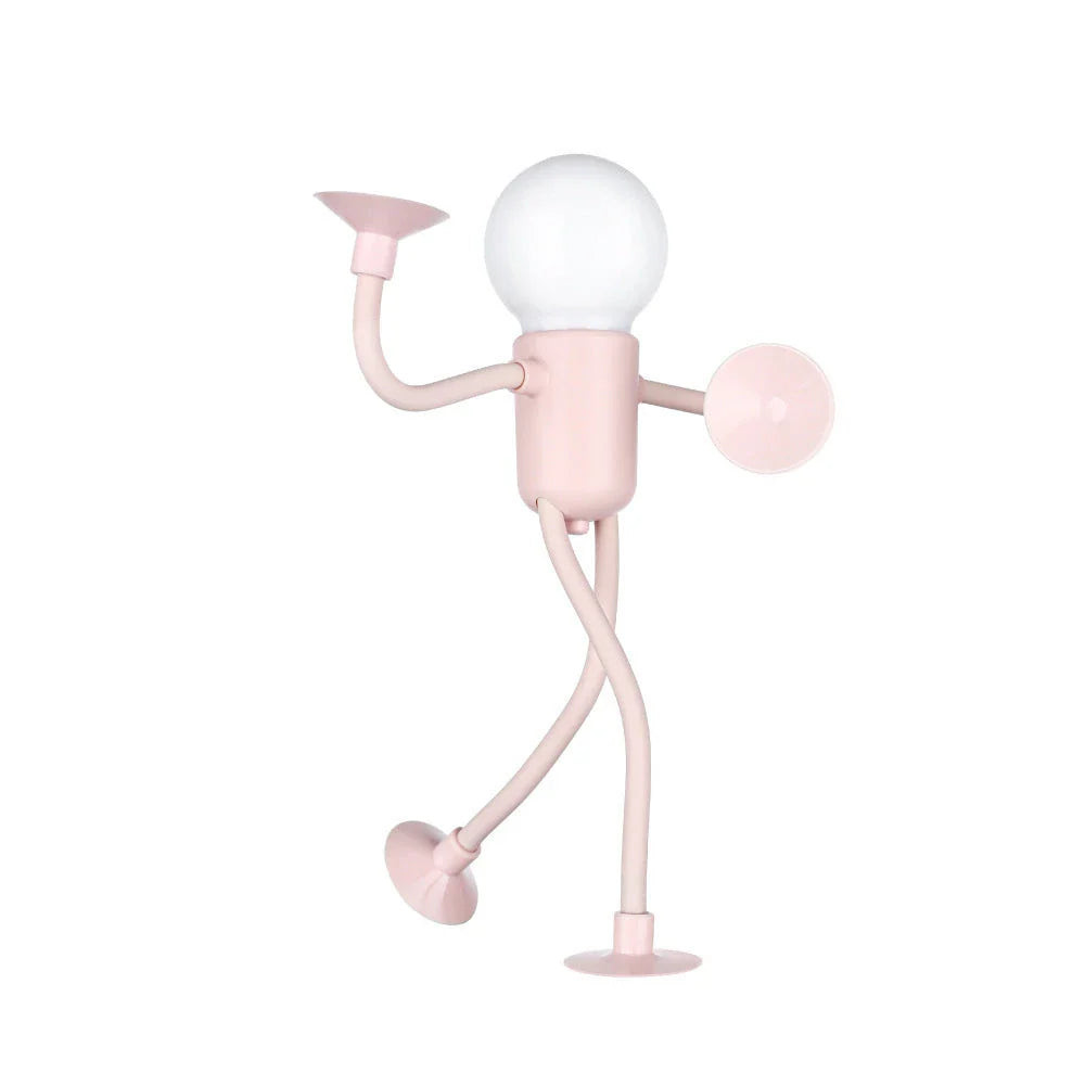 Posable sportsman night light with suction cup for versatile desk lamp placement