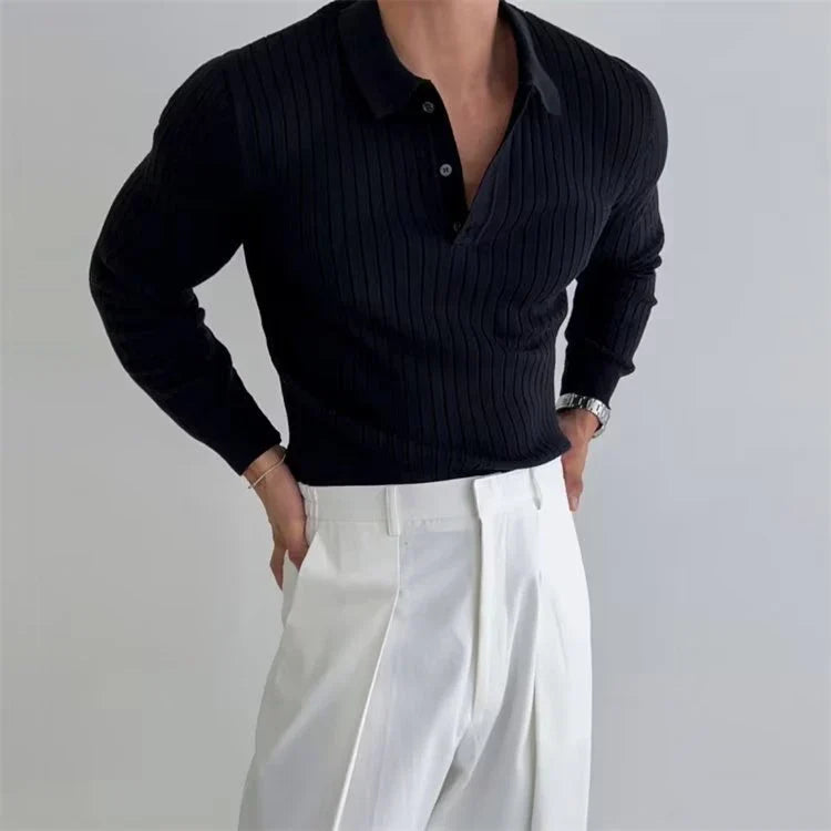 Premium Long Sleeve Polo Shirt: Stylish Men's Top with Slim Fit