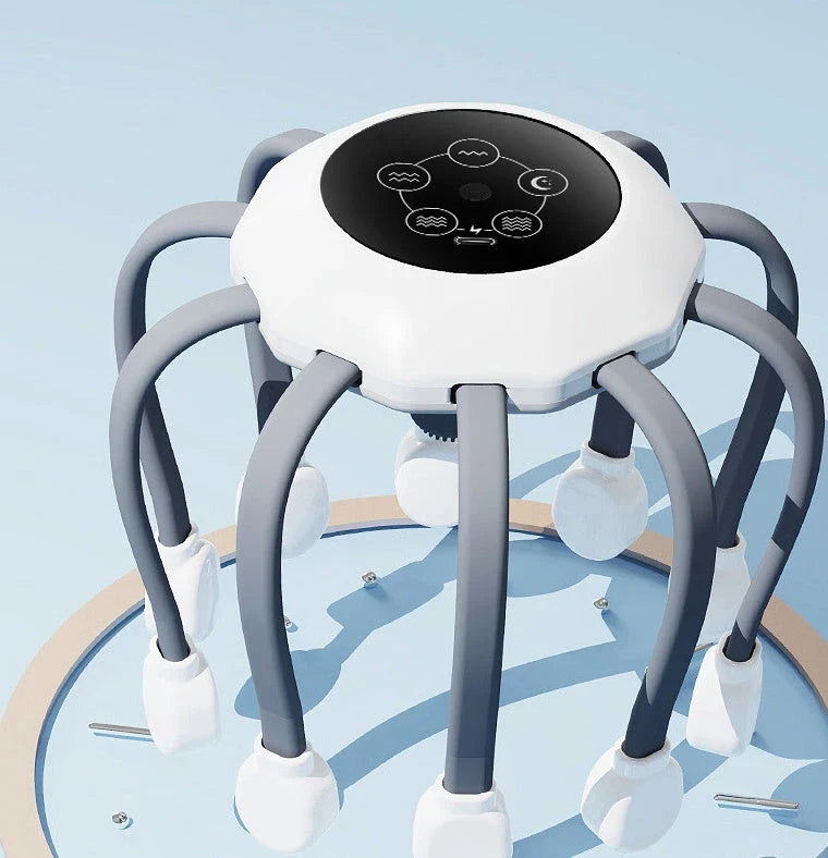 Relaxing octopus-shaped head massager with 14 independent massage heads and five customizable massage modes