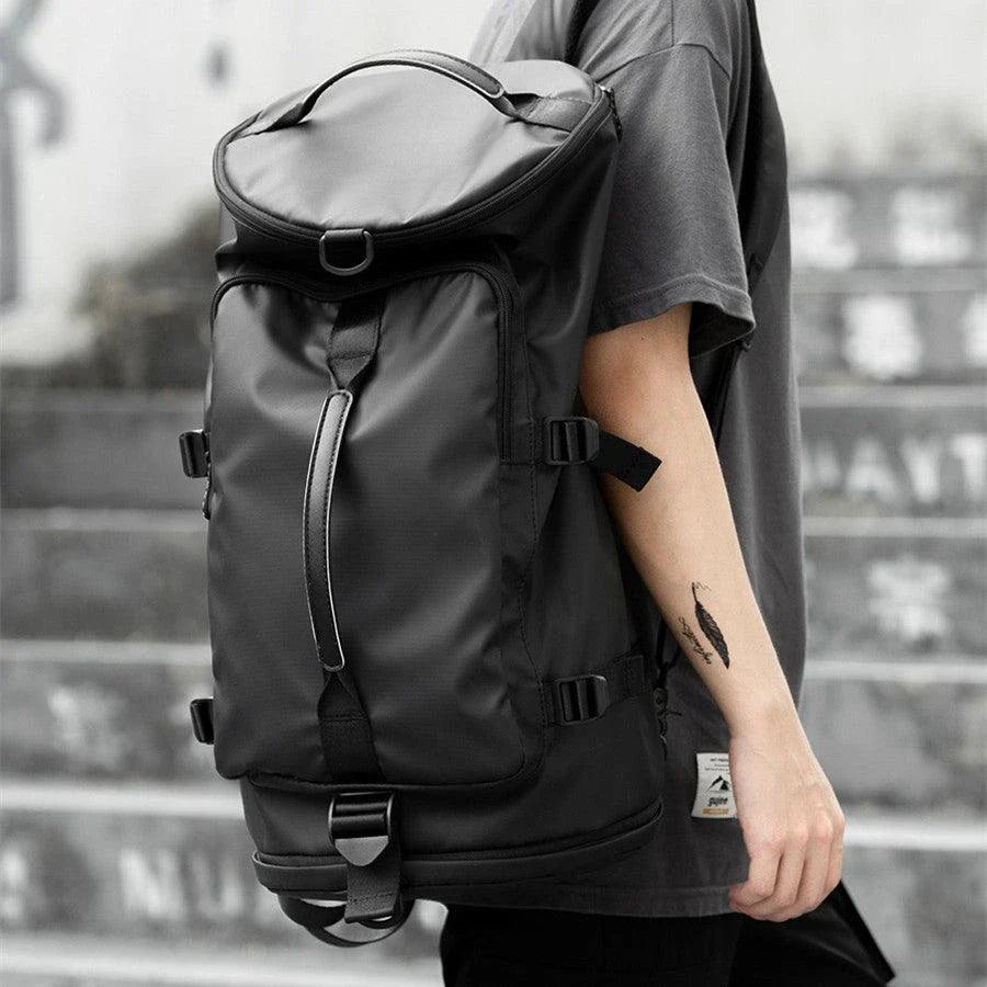High-capacity travel backpack made from durable Oxford cloth with breathable, wear-resistant design and spacious 36-55 litre capacity