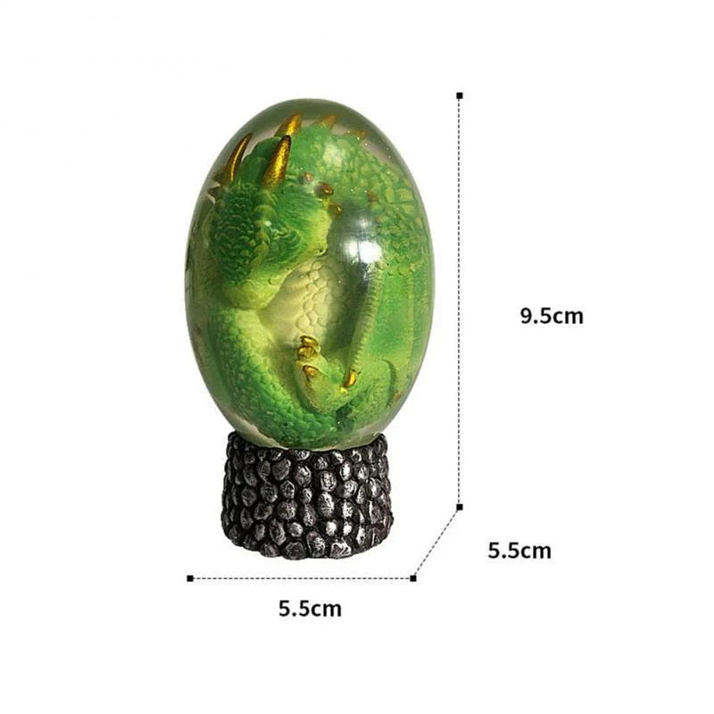 A crystal-clear resin dragon egg decor with a realistic 'lava dragon' design, perfect for fantasy and fossil enthusiasts.