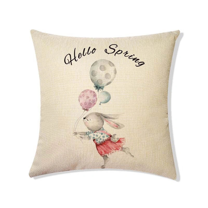 Rabbit Easter Eggs Truck Flower Basket Cushion Cover 45x45cm Nordic Style