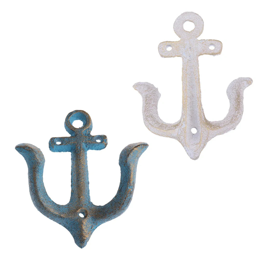 Industrial-style wrought iron wall hook with multiple rows for hanging coats and bags