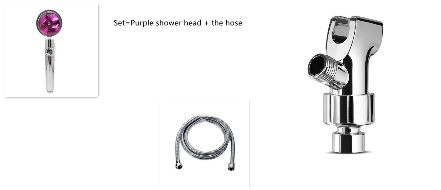 360-degree rotating high-pressure shower head with built-in fan and adjustable water spray
