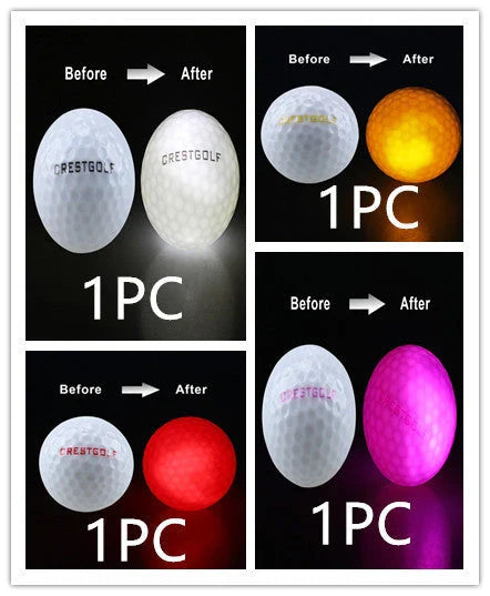 Luminous golf balls emitting a trail of light as they soar through the night sky, offering a captivating golfing experience.