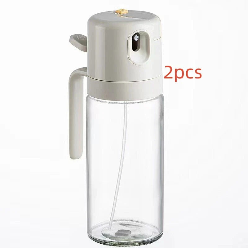 Versatile 2-in-1 Oil Sprayer Bottle with automatic opening, dual pouring and spraying modes, and easy cleaning design