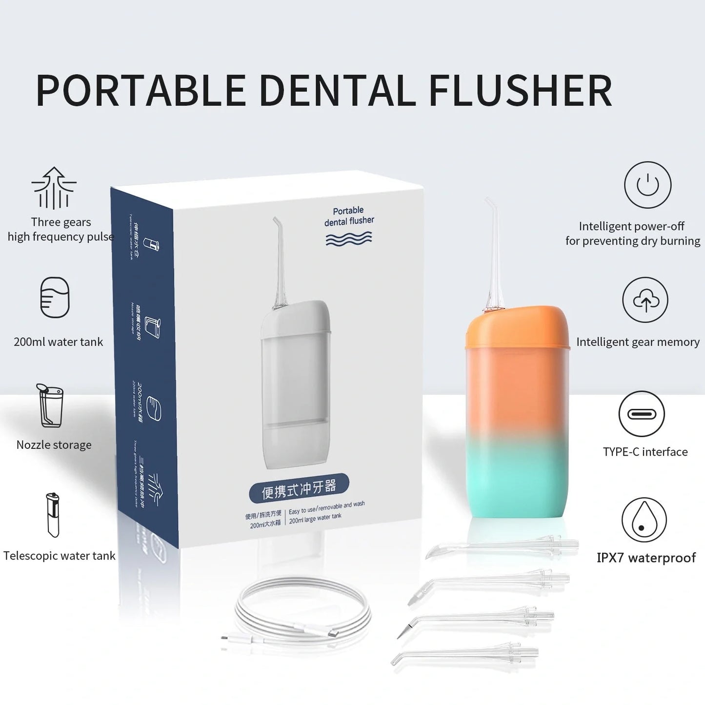 Portable Electric Oral Irrigator with high-pressure pulse technology for deep teeth cleaning