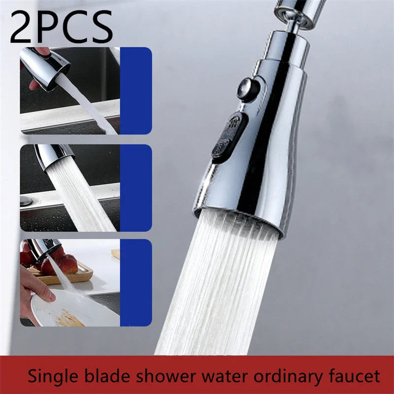 Universal pressurized faucet sprayer with 360-degree rotation and 3 cleaning modes for efficient kitchen cleaning