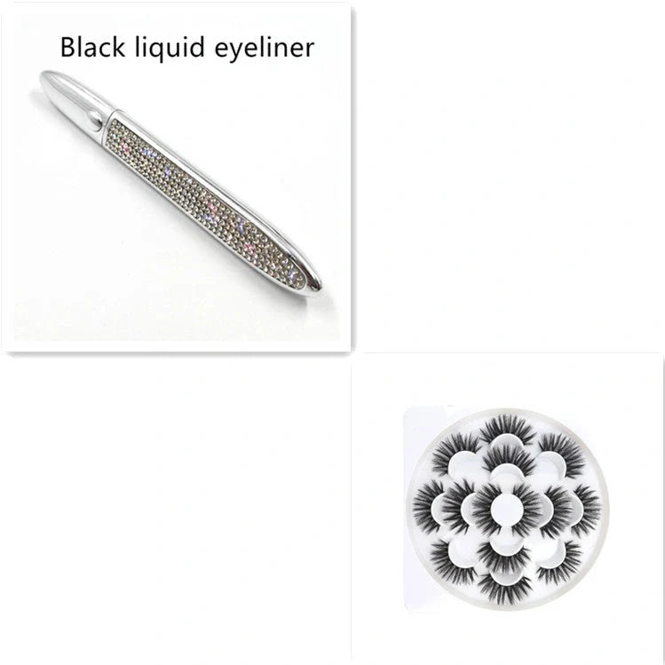 Premium self-adhesive eyeliner and false lash set in various shades