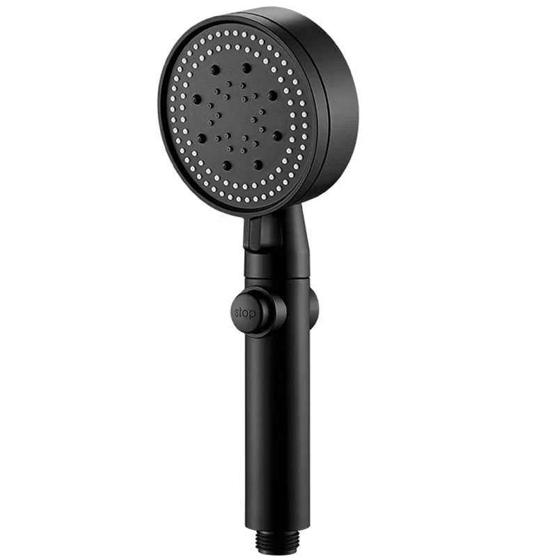 Premium high-pressure shower head with 5-speed supercharged spray patterns, large water output, and modern minimalist design