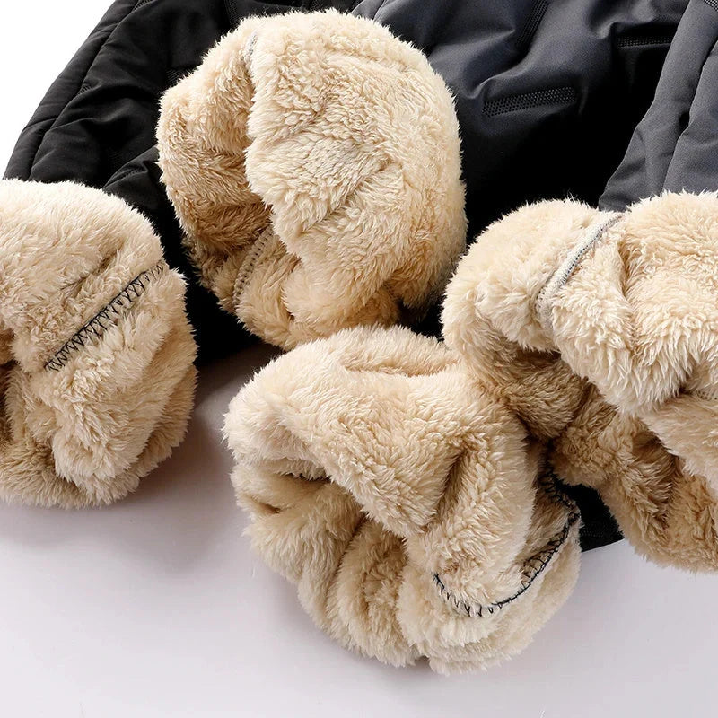 Men's winter velvet fleece jogging pants with zip pocket