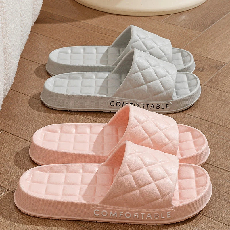 Cozy plaid indoor slippers with soft, silent, and waterproof EVA construction for comfortable all-day wear