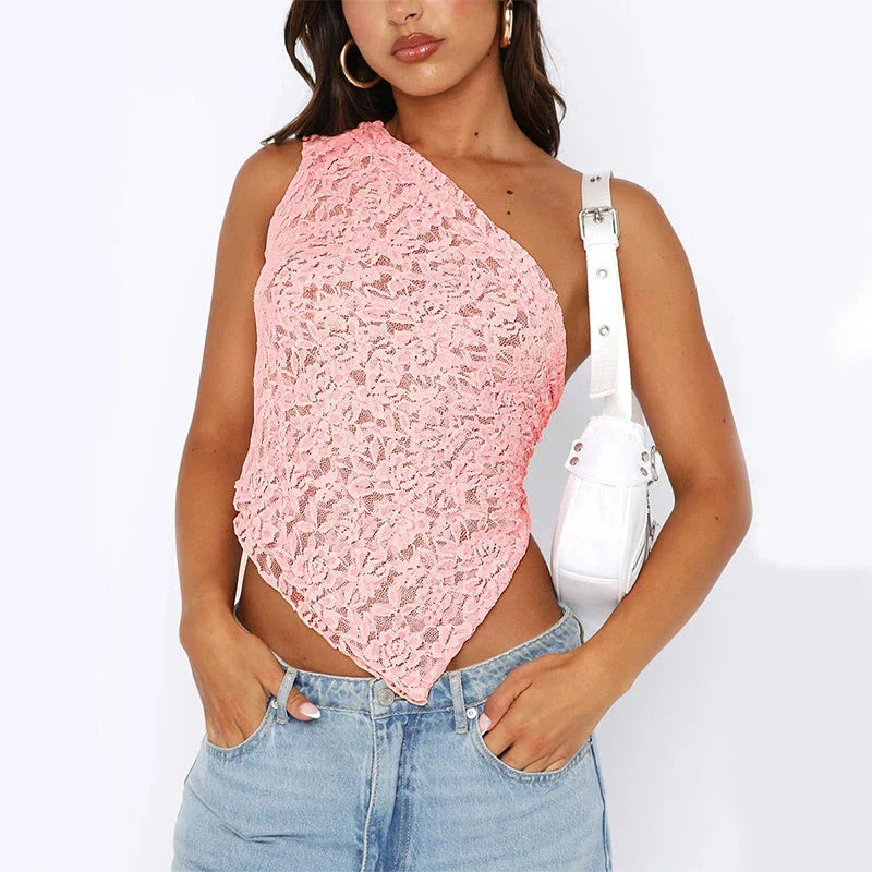 Chic backless lace top in various colors, featuring a unique design, slim fit, and breathable polyester fabric for effortless summer style.