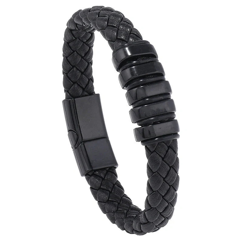 Handcrafted multi-layer leather woven bracelet in various colours