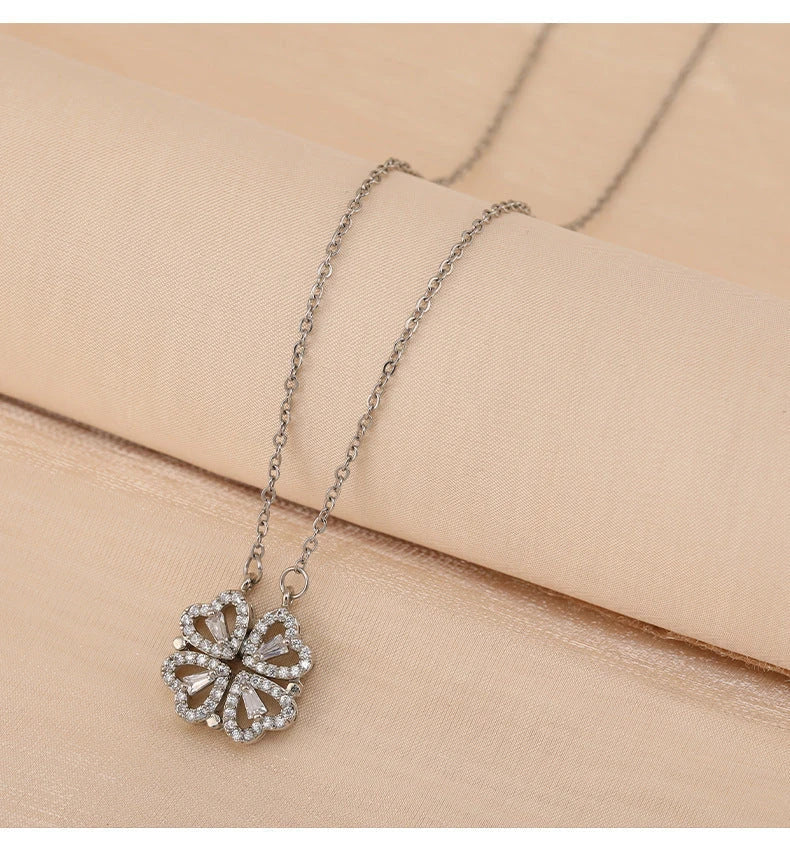 Exquisite four-leaf clover titanium steel necklace with elegant charm and non-fading luster