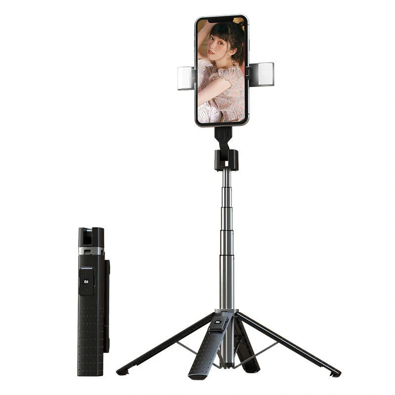 Quadrupod Double Fill Light Selfie Stick with adjustable length and Bluetooth 4.2