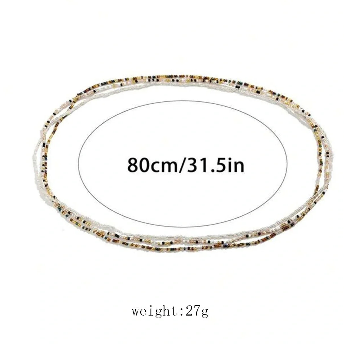 Stylish mixed colour beaded waist chain accessory for beach vacations and holidays
