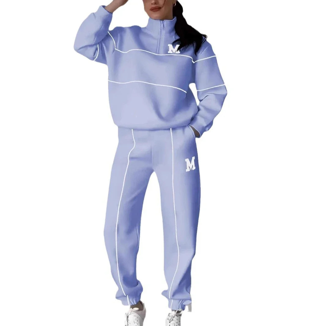 Women's 2-Piece Lounge Set with Hoodless Pullover Sweatshirt and Baggy Fashion Sweatpants in Assorted Colours