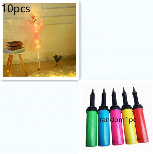 A luminous bouquet of glowing rose-shaped balloons, creating a magical and enchanting display.