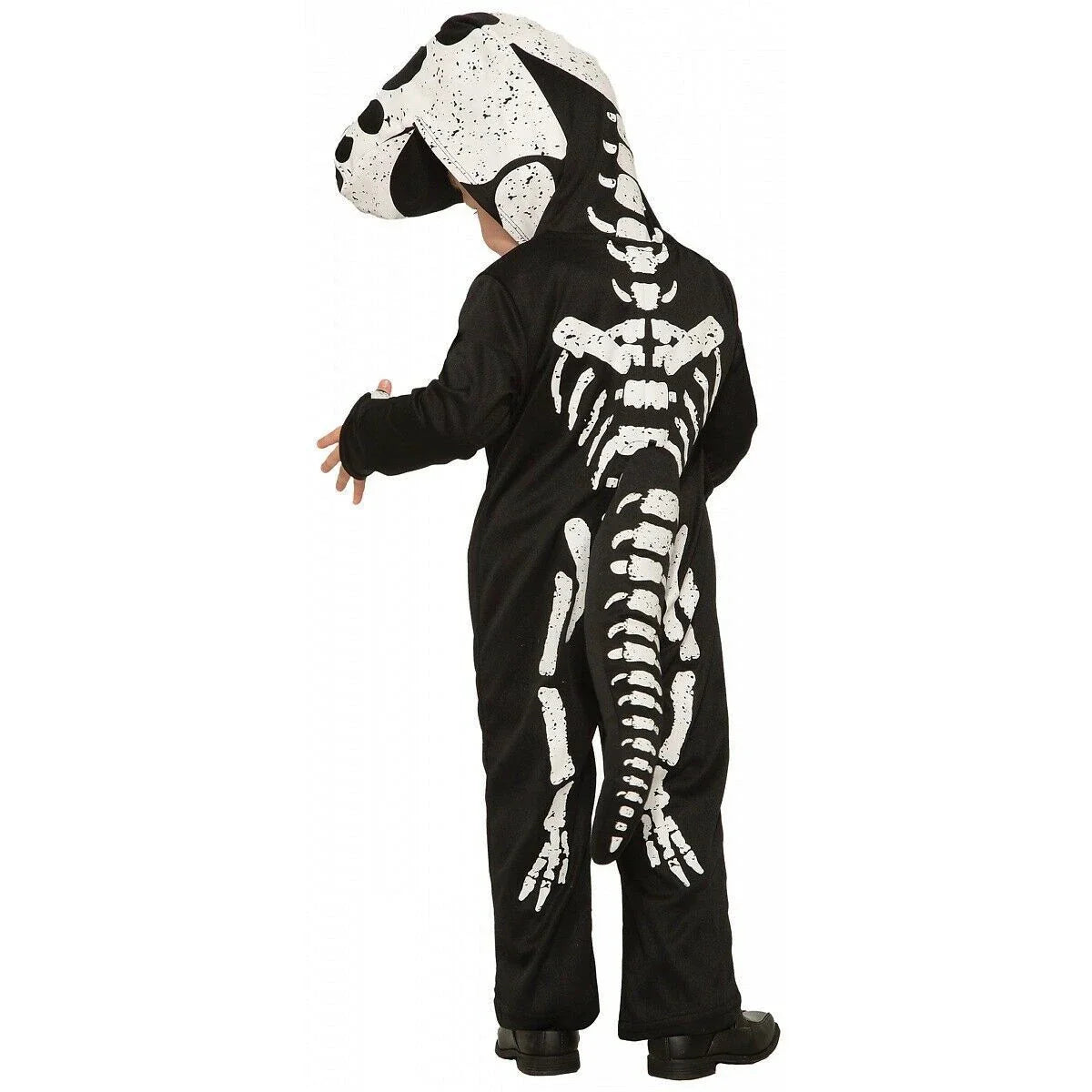 A realistic Halloween skeleton costume for children, featuring a detailed skeletal design and comfortable fit for spooky celebrations and imaginative play.