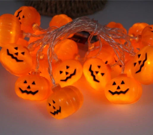 Spooktacular Halloween string lights with pumpkins, ghosts, and other festive decorations