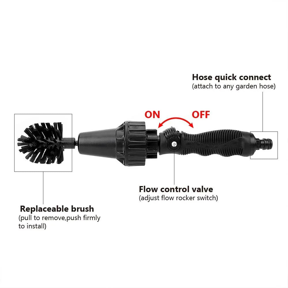 Water-Driven Rotating Cleaning Brush for Effortless Car, Furniture, and Pet Grooming