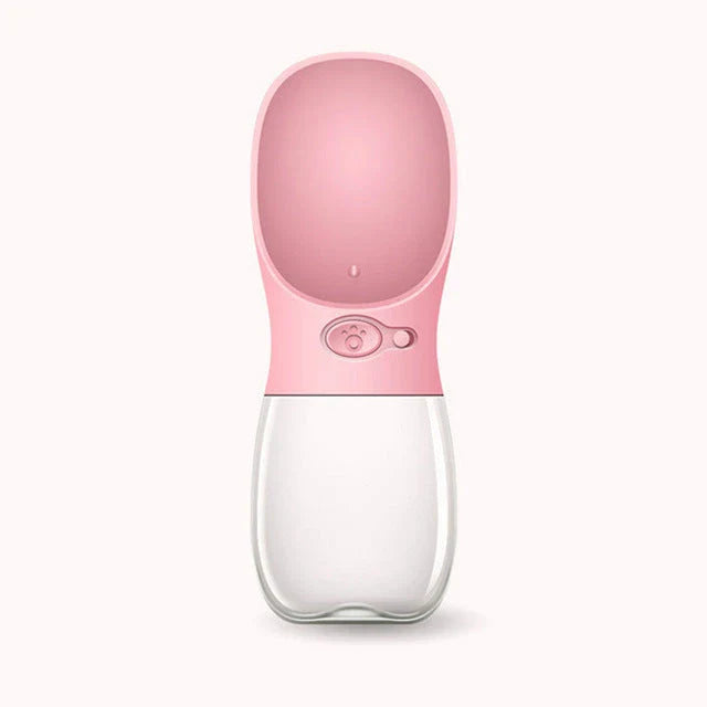 Durable and portable pet water bottle with one-touch button, suitable for outdoor activities with your furry friend