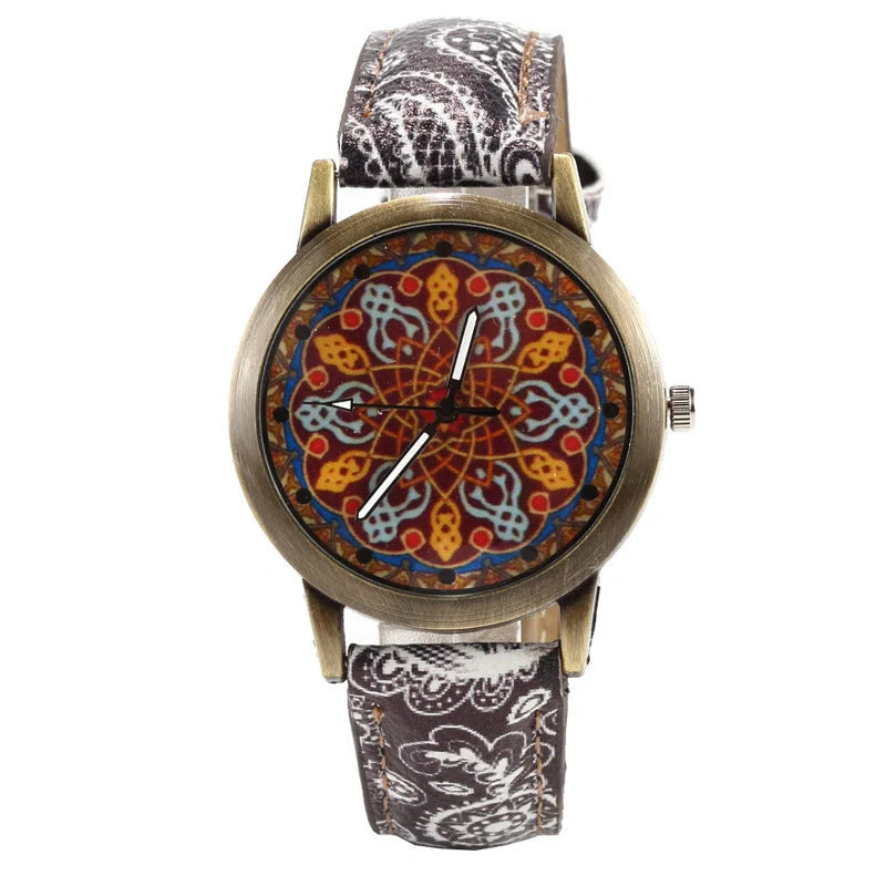Sleek and stylish quartz watch with a captivating kaleidoscope design, perfect for elevating your everyday fashion